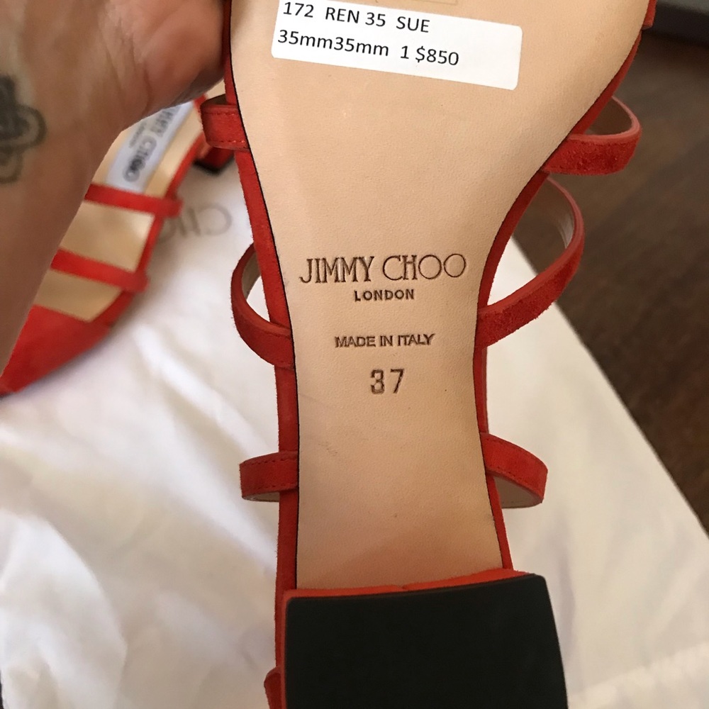 NWT | Jimmy Choo Ren Caged Suede Block Sandals - Picture 5 of 8
